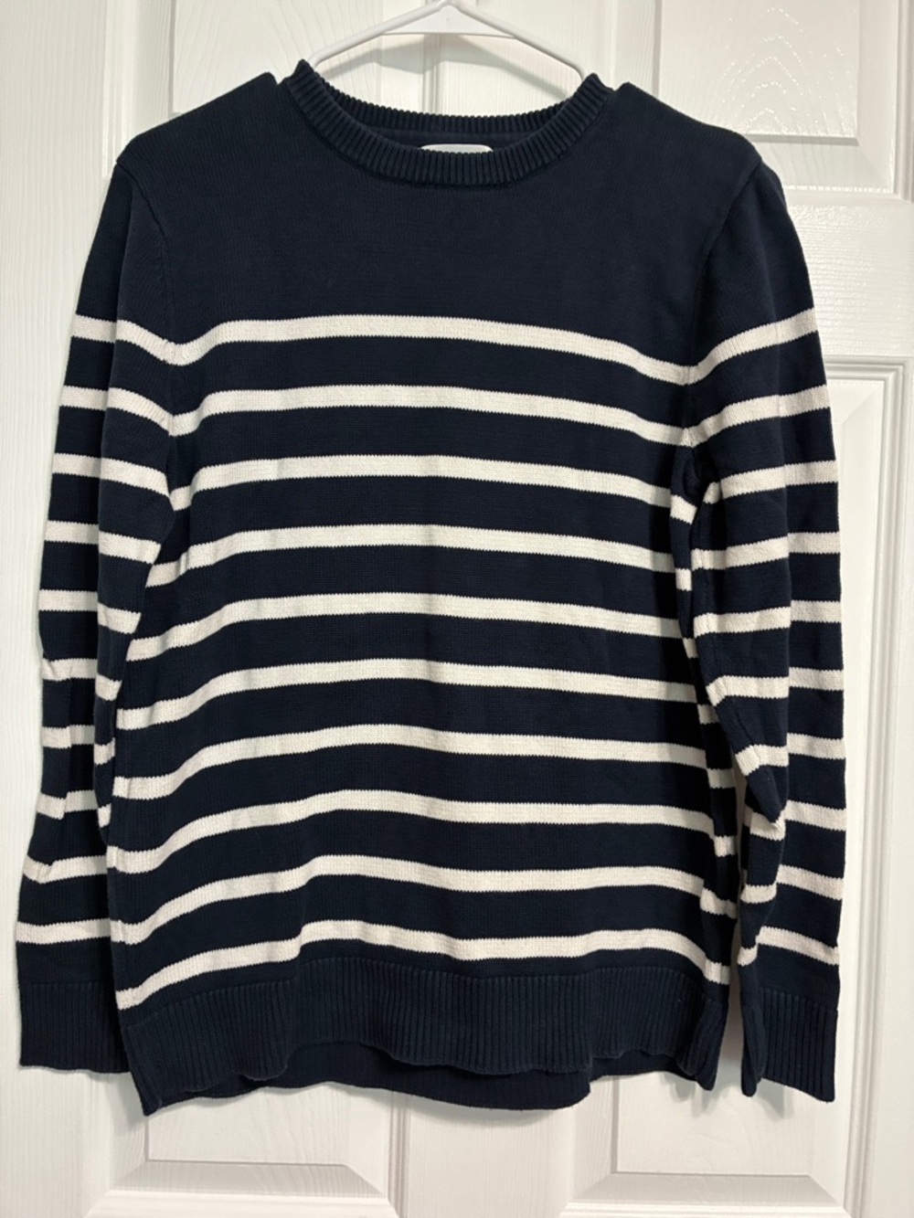 Old Navy Navy and White Striped Crewneck Sweater - Men